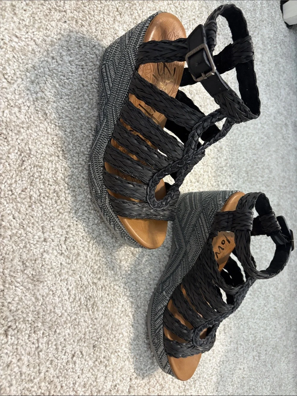 Black Braided Wedge Sandals - Women's Summer Heels
